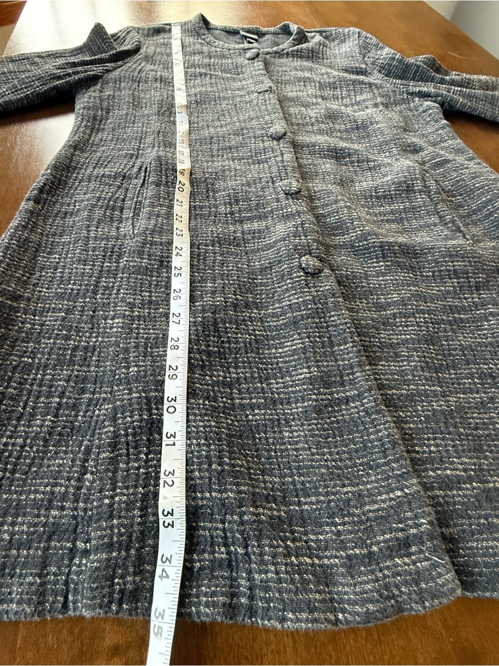Beautiful Eileen Fisher long textured jacket in a black and gray colorway. Featu - Picture 7 of 7